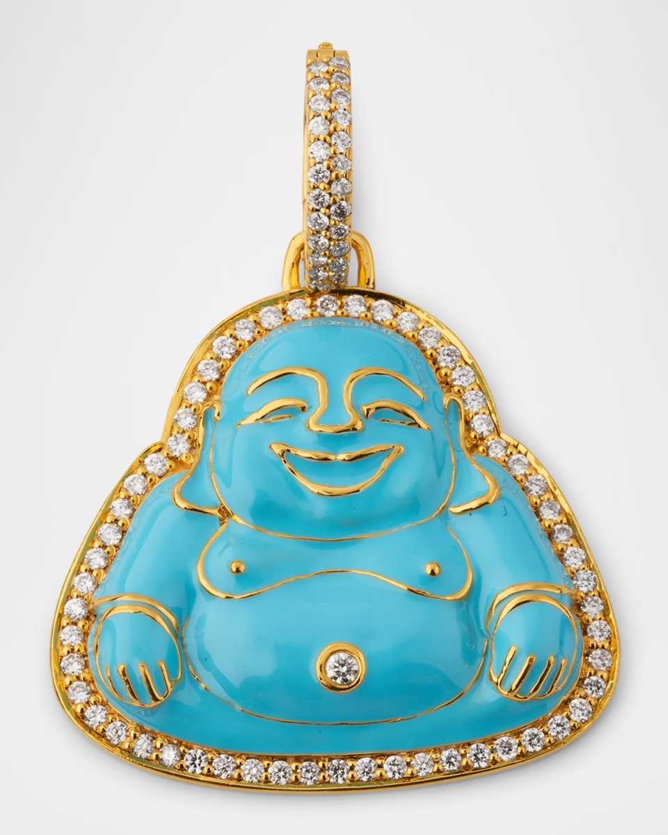 20K Medium Happy Buddha Pendant in Sky Blue